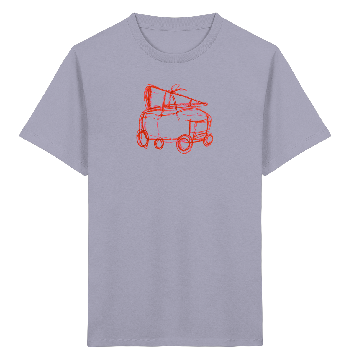 Rostroter Schulbus mit Schultüte - Kinder Bio T-Shirt