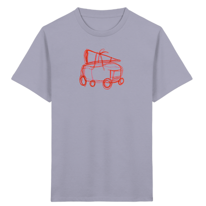 Rostroter Schulbus mit Schultüte - Kinder Bio T-Shirt