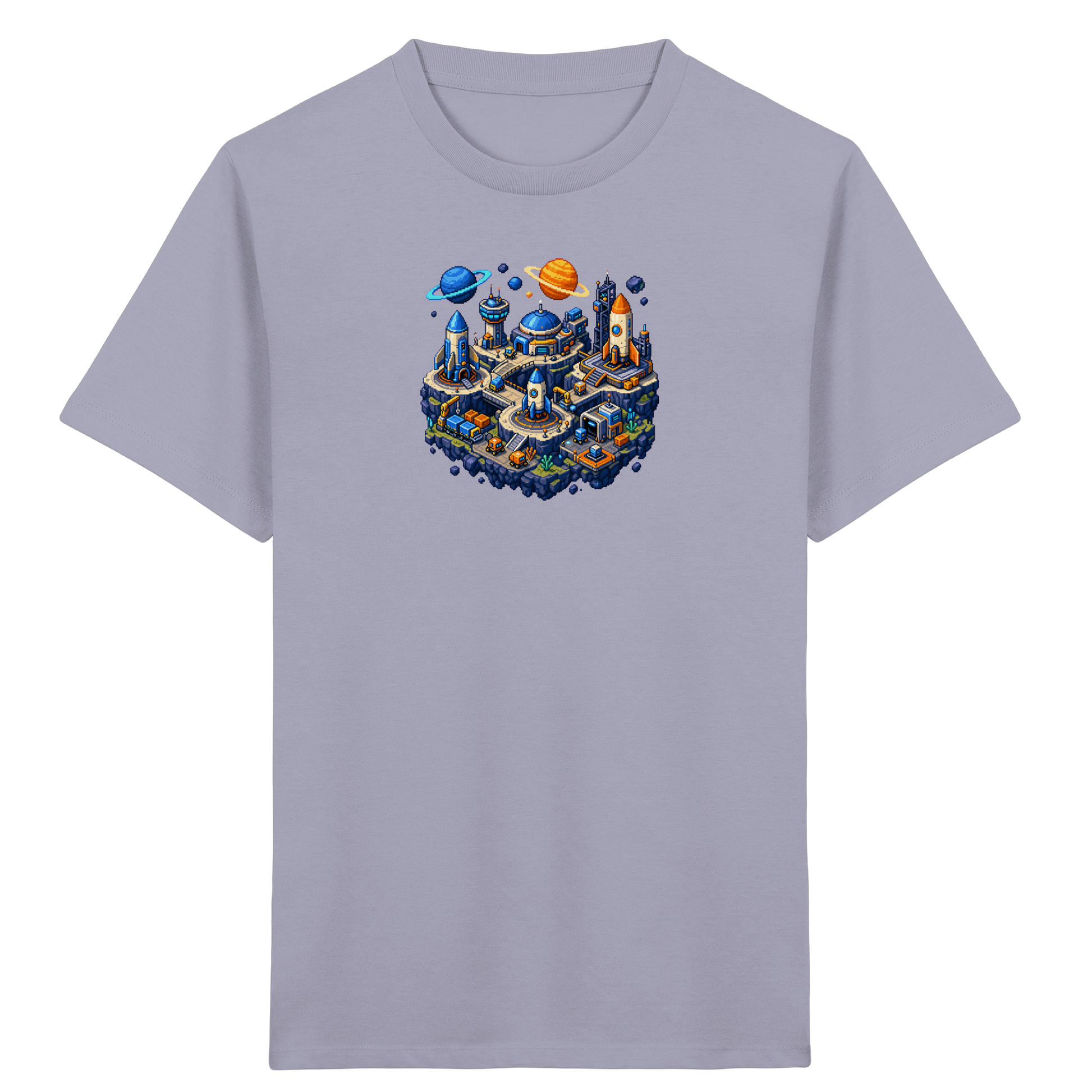 Futuristische Weltraumbasis Pixel Art T-Shirt - Kinder Bio T-Shirt