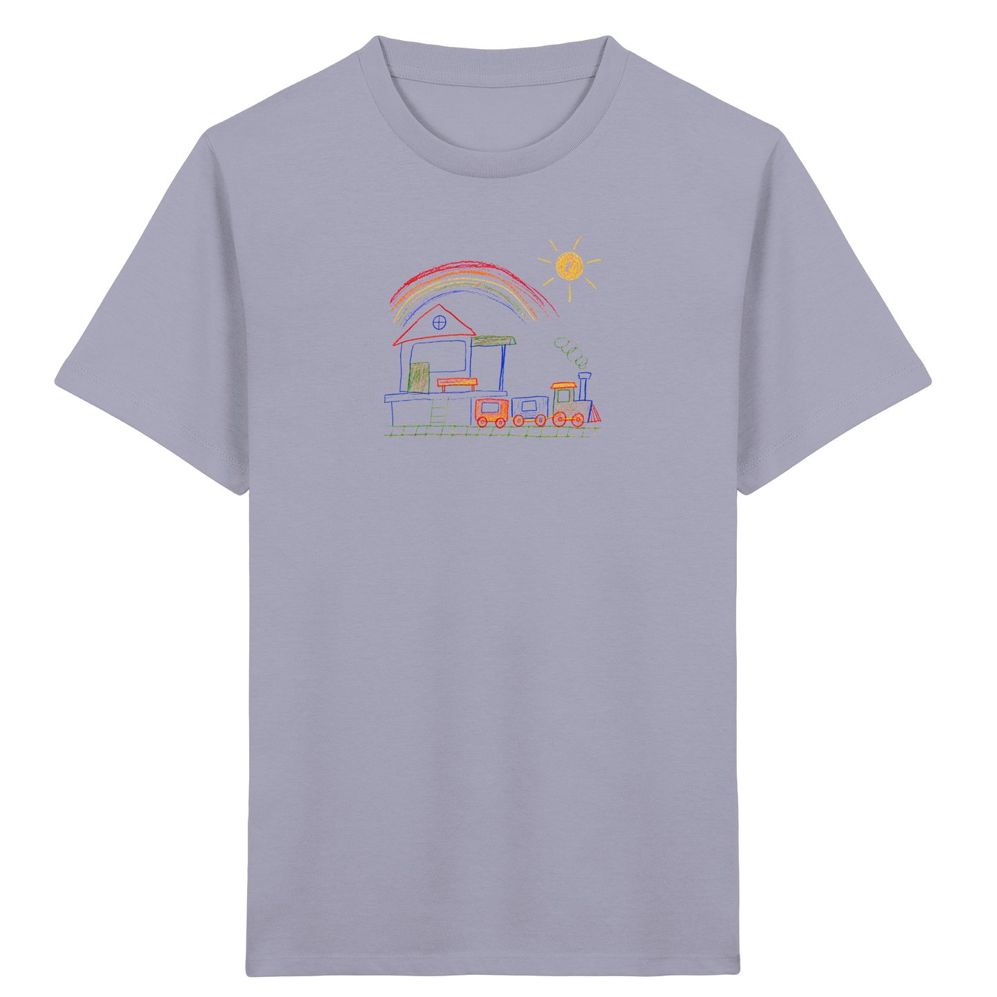 Buntes Kinder T-Shirt mit Zugmotiv - Kinder Bio T-Shirt
