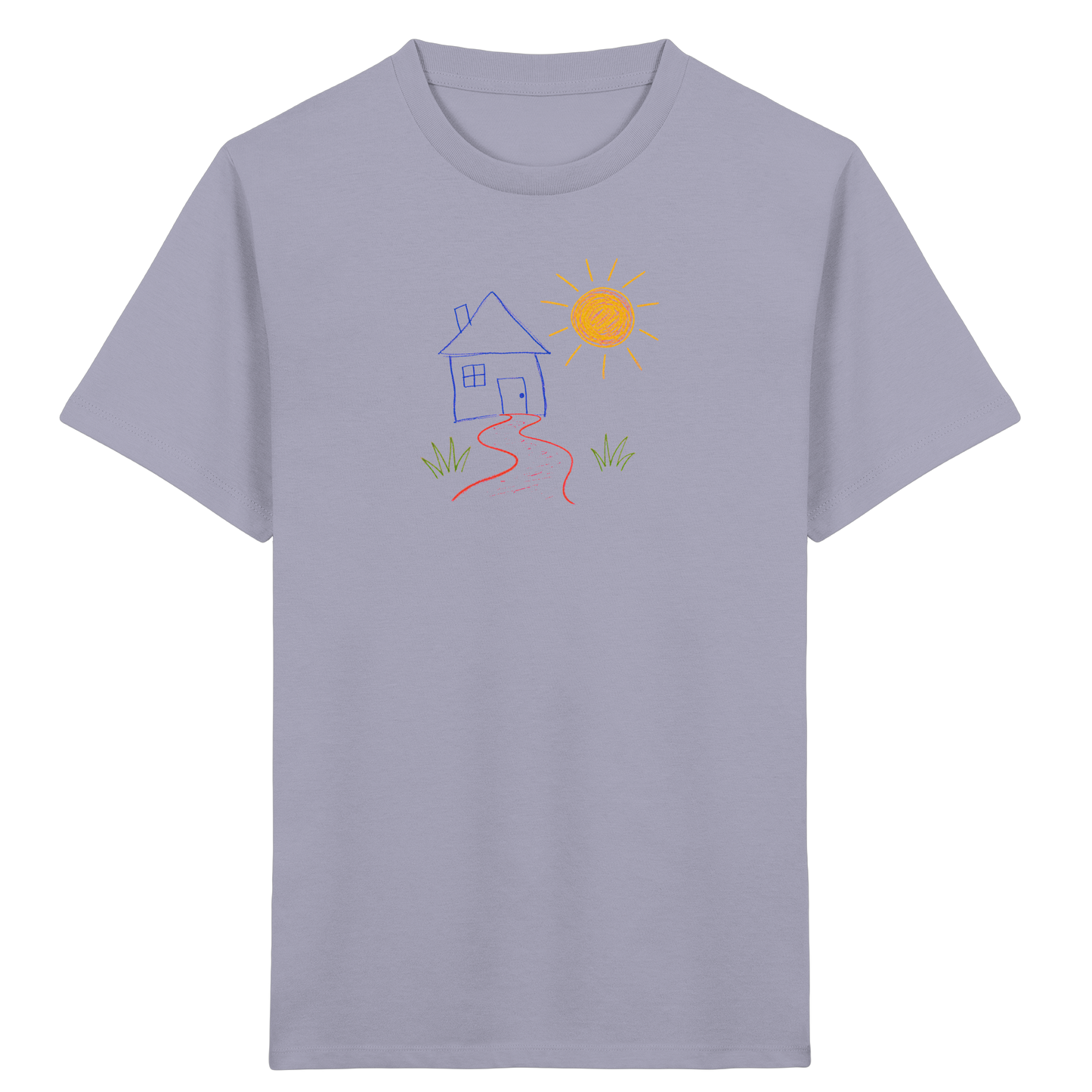 Kindershirt mit bunter Wachsmalstift Zeichnung - Kinder Bio T-Shirt
