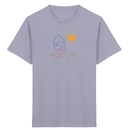 Kindershirt mit bunter Wachsmalstift Zeichnung - Kinder Bio T-Shirt