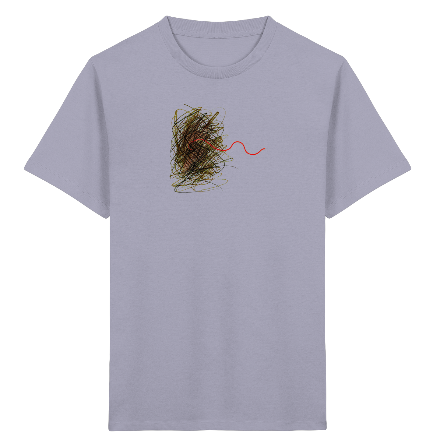 Abstraktes Kritzel-T-Shirt mit roter Linie - Kinder Bio T-Shirt