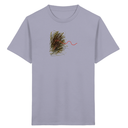 Abstraktes Kritzel-T-Shirt mit roter Linie - Kinder Bio T-Shirt