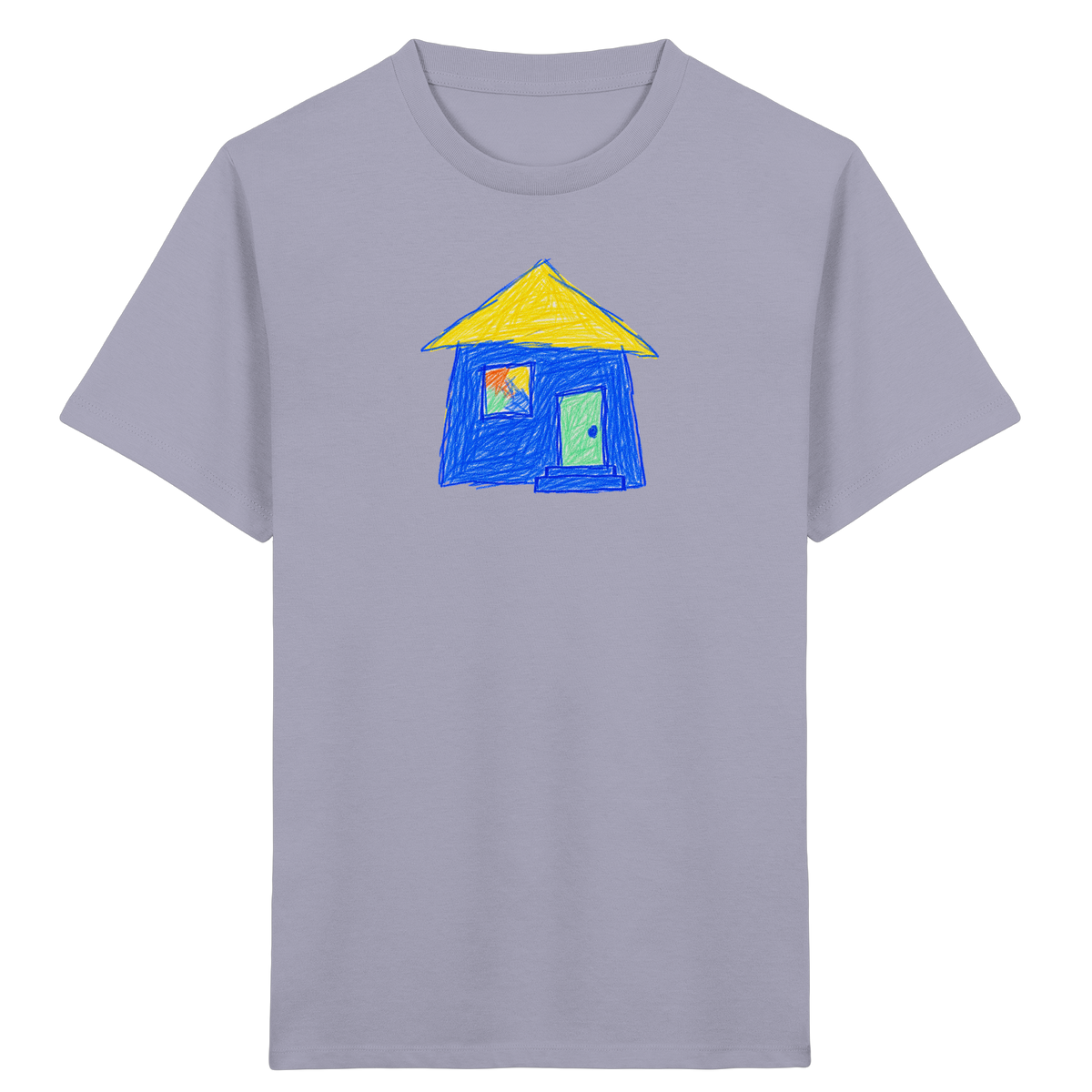 Blaues Regenbogenfenster Haus - Kinder Bio T-Shirt