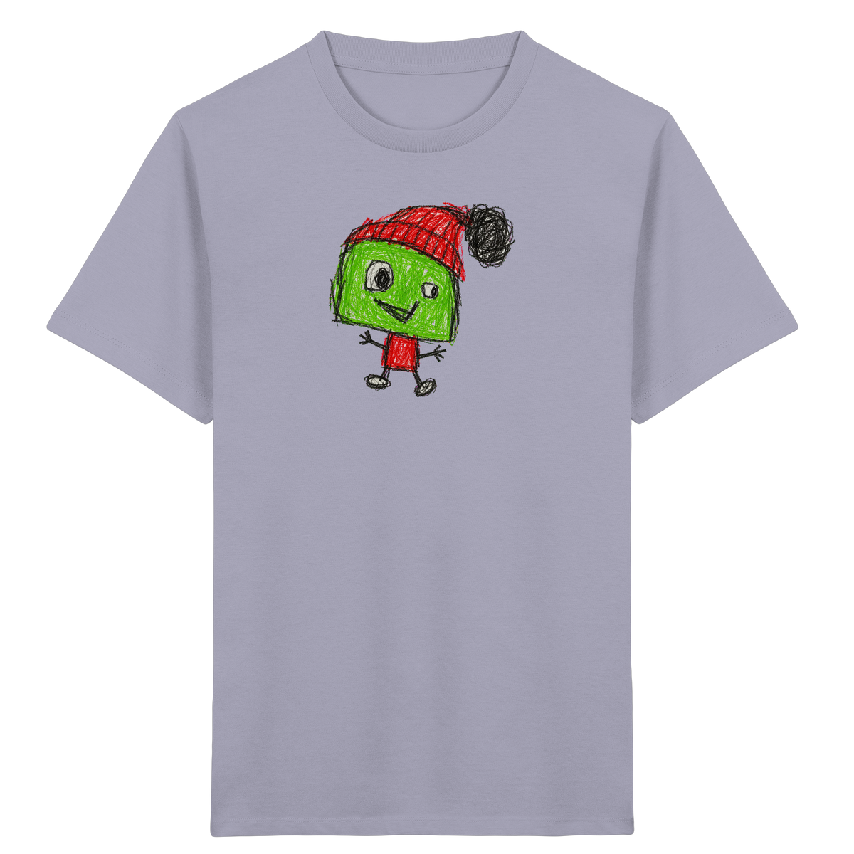 Kritzelkopf mit roter Bommelmütze - Kinder Bio T-Shirt