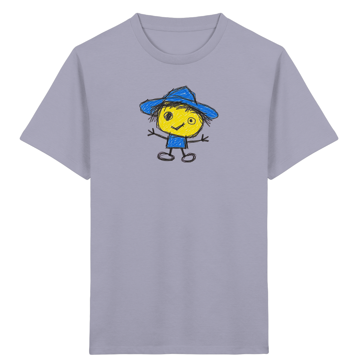 Kritzelkopf mit blauem Regenhut - Kinder Bio T-Shirt