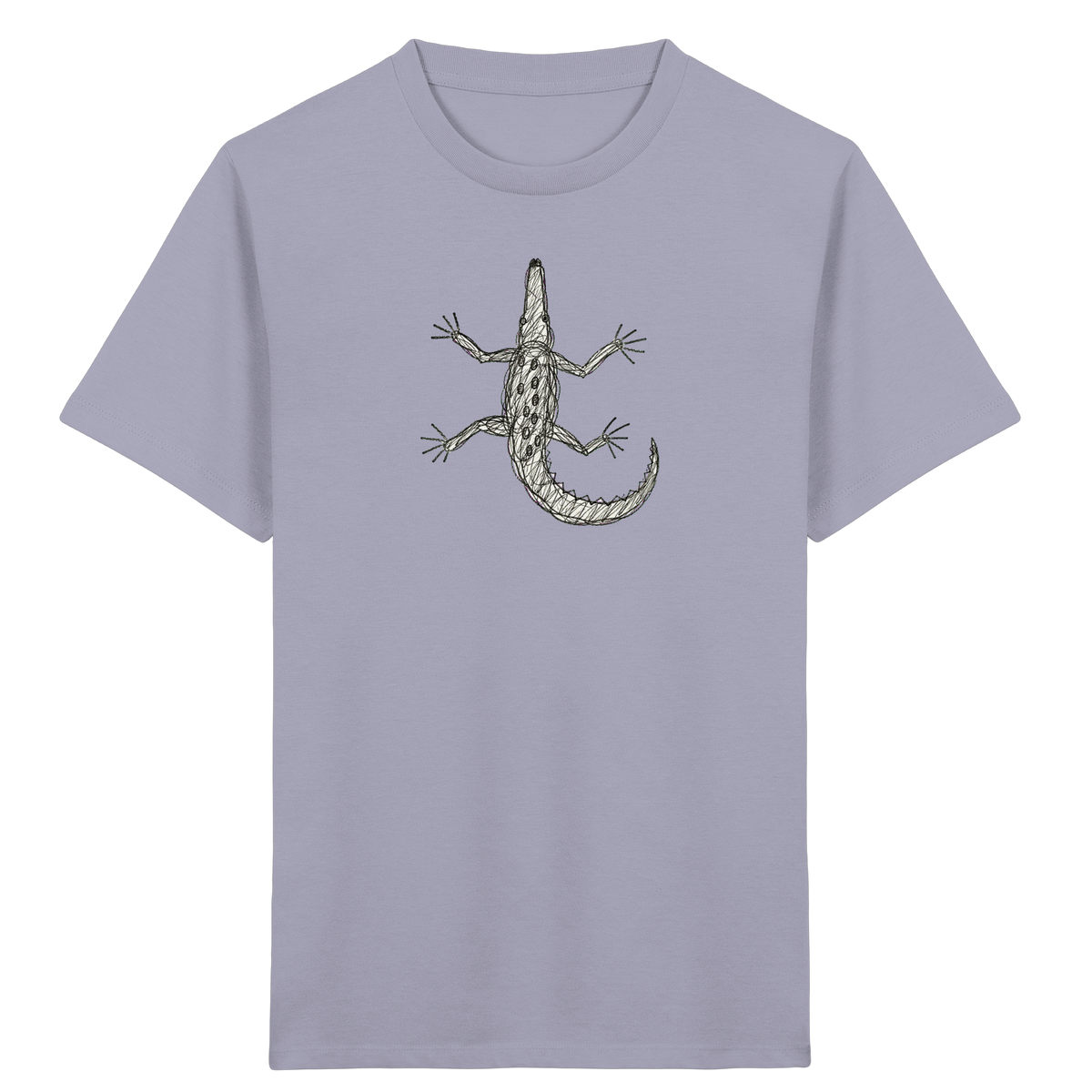 Krokodil von oben gezeichnet - Kinder Bio T-Shirt