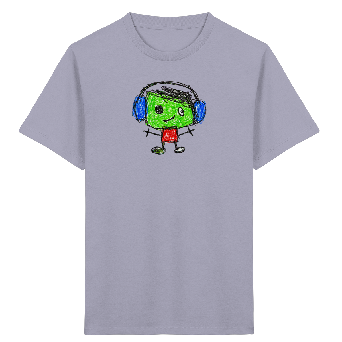 Kritzelkopf mit blauen Ohrenschützern - Kinder Bio T-Shirt