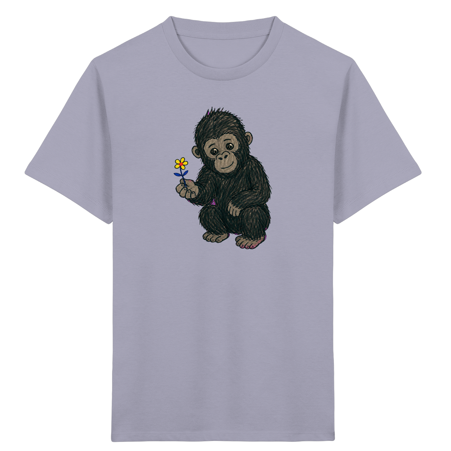 Süßes Gorilla Baby schenkt Blume - Kinder Bio T-Shirt