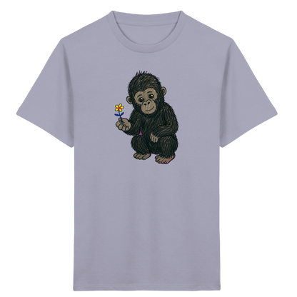Süßes Gorilla Baby schenkt Blume - Kinder Bio T-Shirt