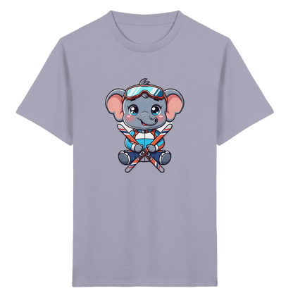 Kinder-T-Shirt mit skifahrendem Elefanten