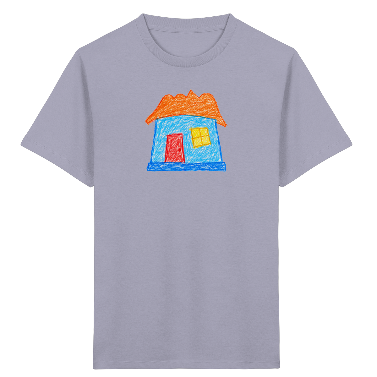 Himmelblaues Haus mit Wolkendach - Kinder Bio T-Shirt