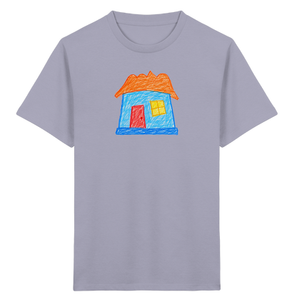 Himmelblaues Haus mit Wolkendach - Kinder Bio T-Shirt