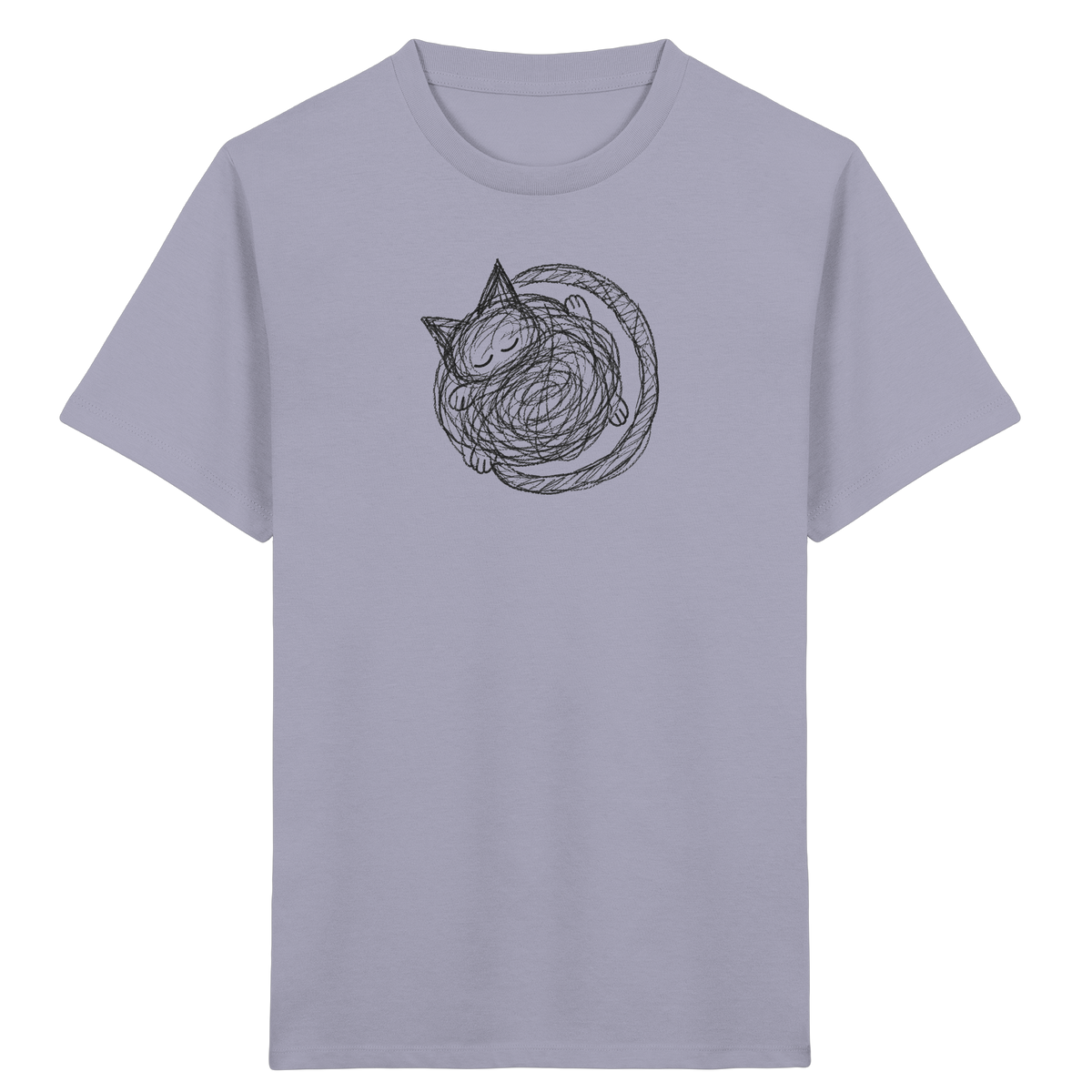 Schlafende Kritzel Katze - Kinder Bio T-Shirt