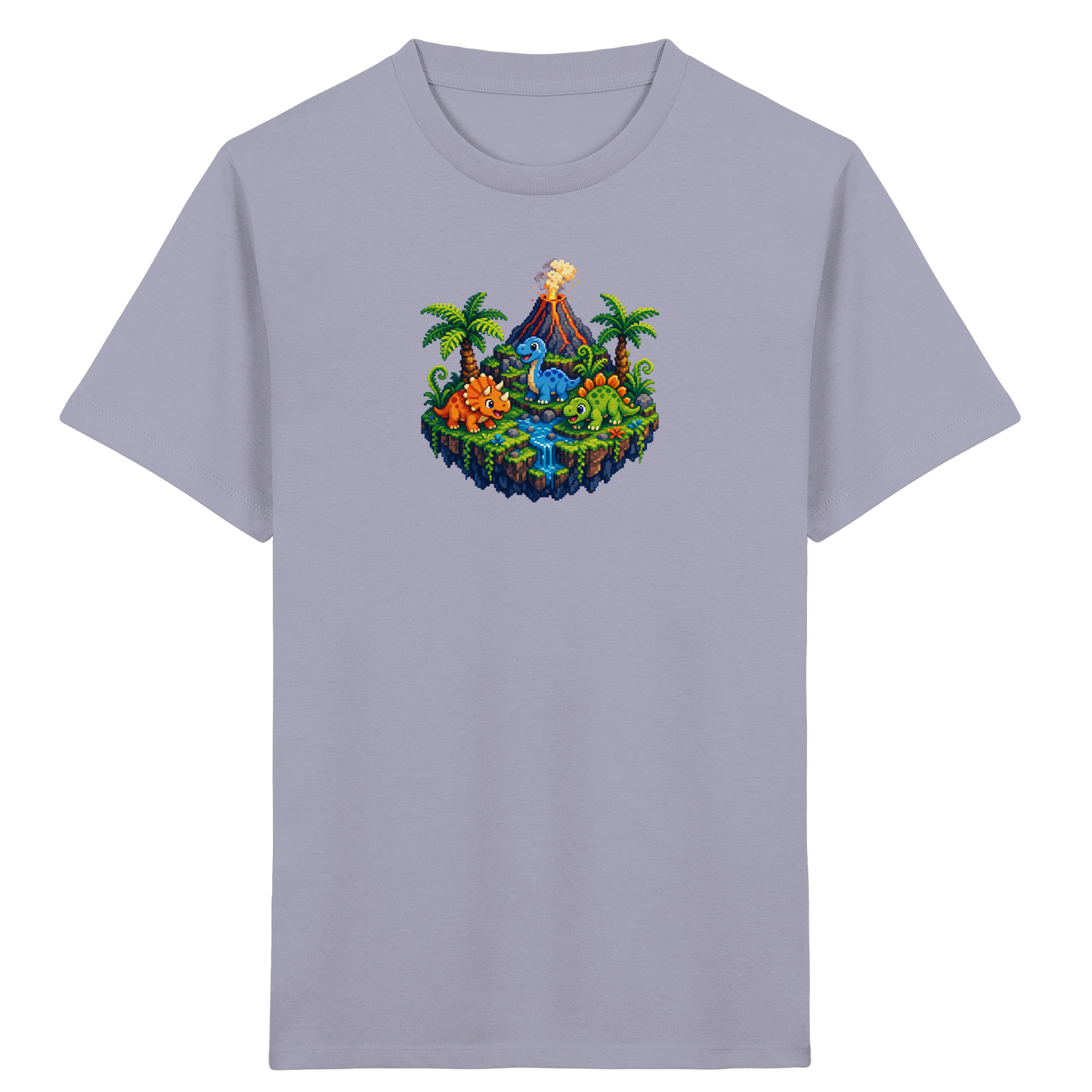 Cooles Dino Pixel Insel T-Shirt - Kinder Bio T-Shirt