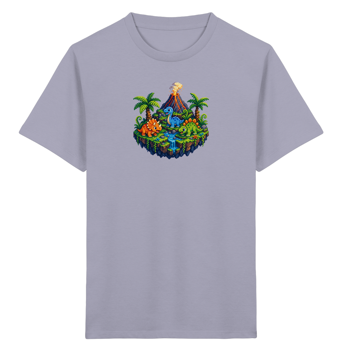 Cooles Dino Pixel Insel T-Shirt - Kinder Bio T-Shirt
