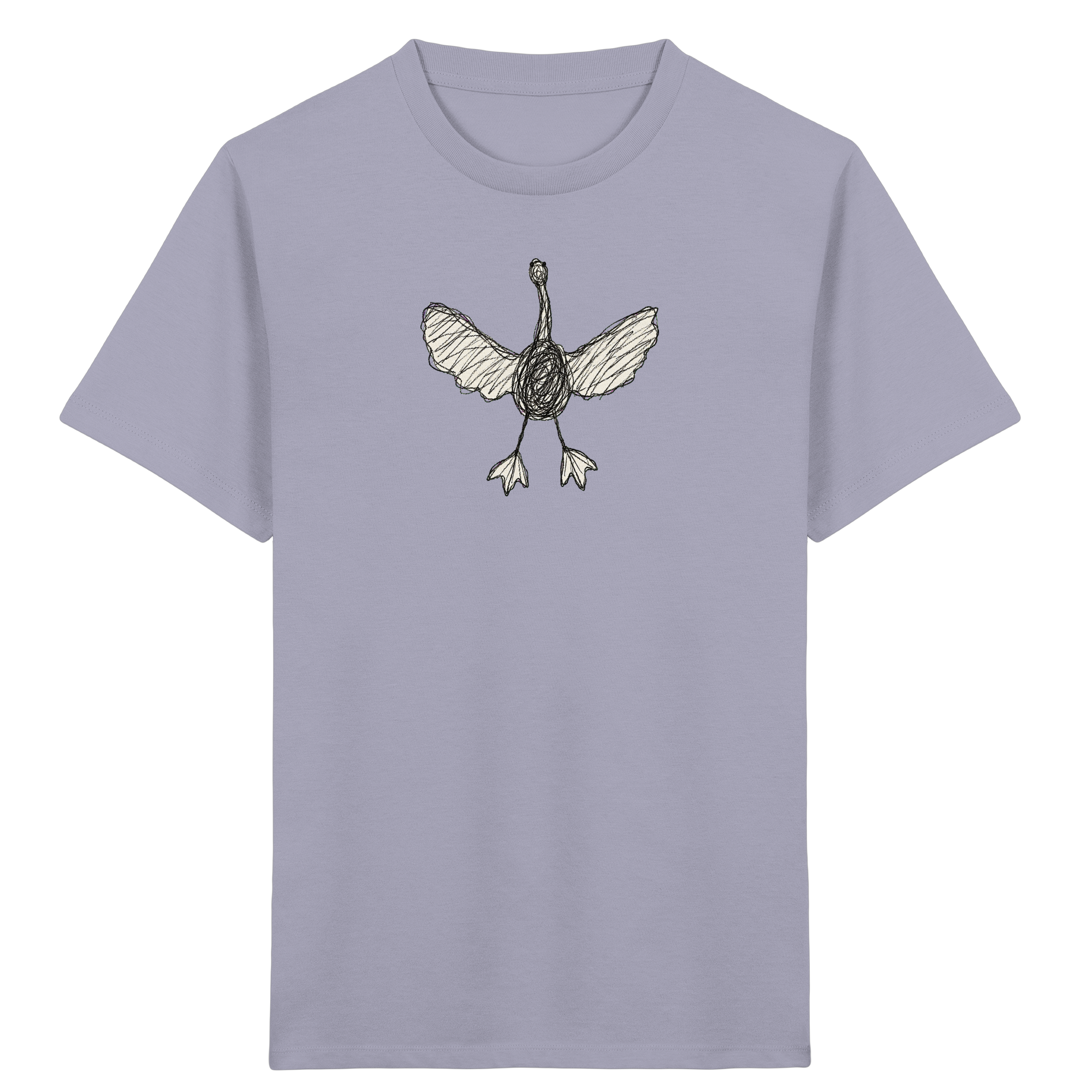 Kinder-T-Shirt mit landender Gans von oben