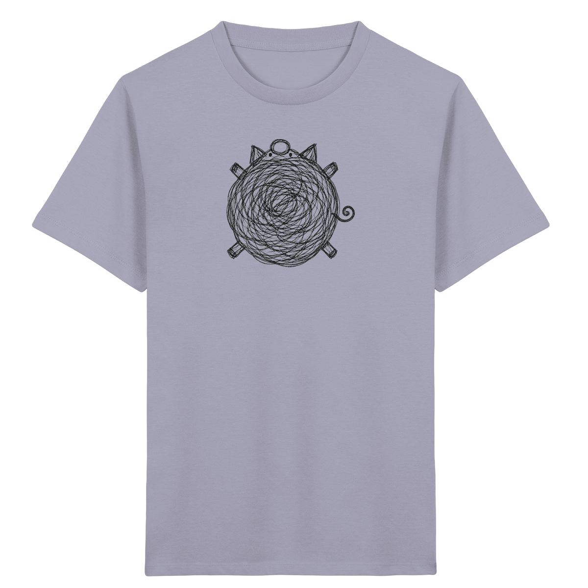 Schwein von oben Kritzelmotiv - Kinder Bio T-Shirt