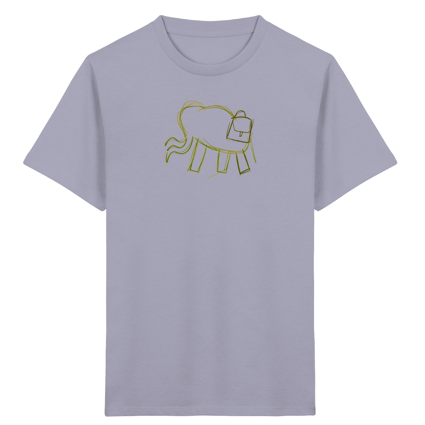 Grüner Wackelelefant mit Ranzen - Kinder Bio T-Shirt