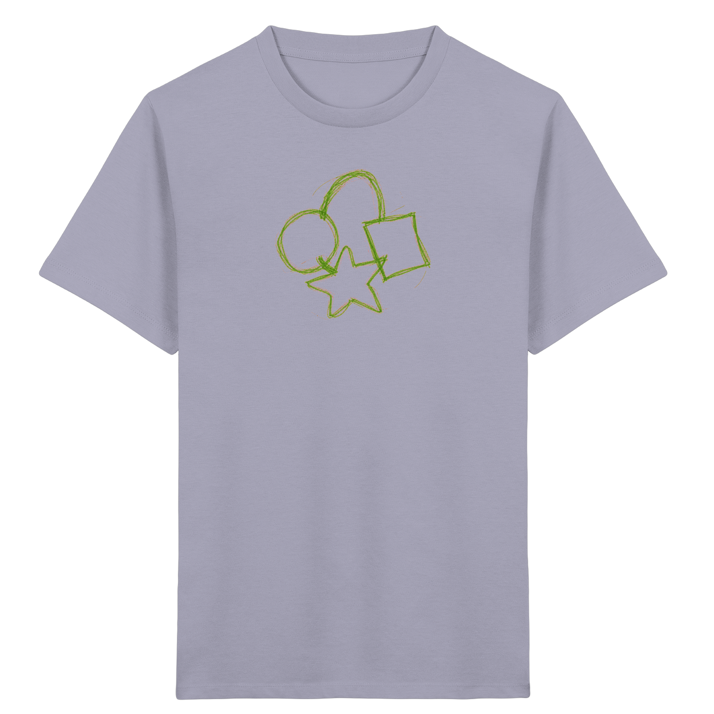 Grüne Formenfamilie mit Ranzen - Kinder Bio T-Shirt