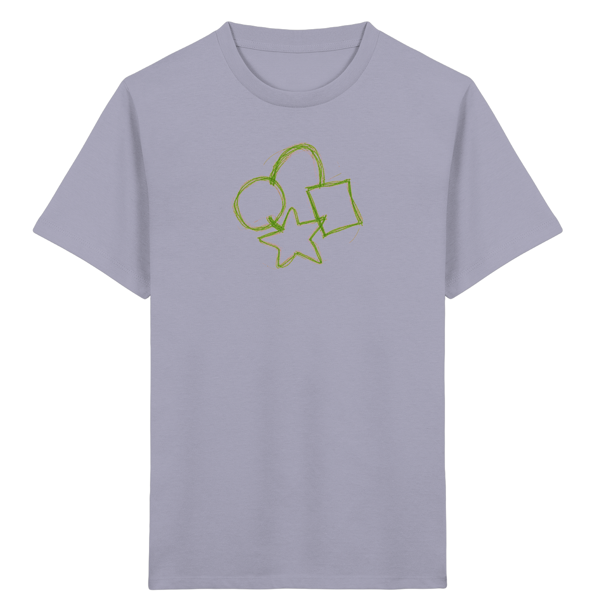 Grüne Formenfamilie mit Ranzen - Kinder Bio T-Shirt