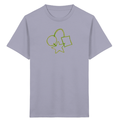 Grüne Formenfamilie mit Ranzen - Kinder Bio T-Shirt