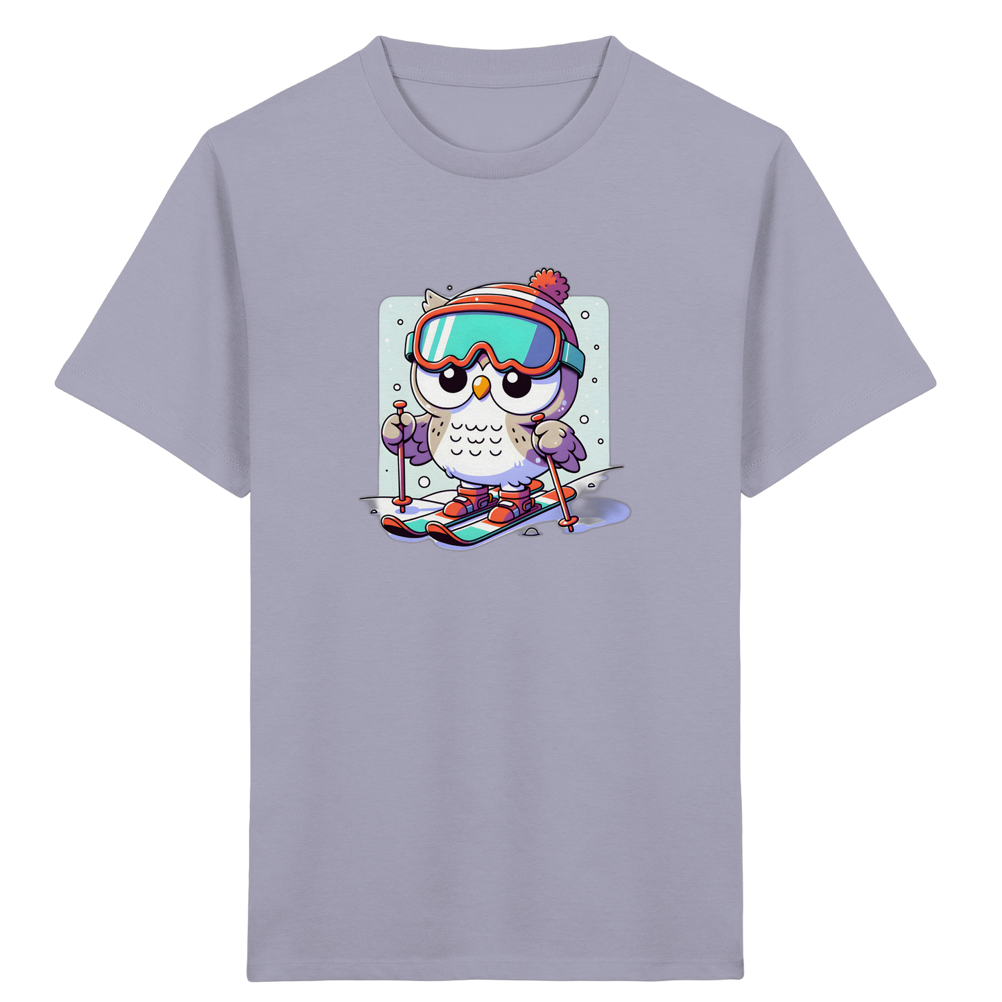 Cartoon Eule auf Skiern T-Shirt