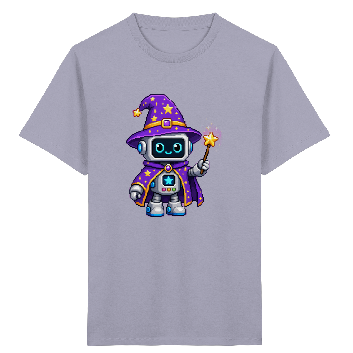 Pixel Roboter Zauberer T-Shirt: Magischer Spaß - Kinder Bio T-Shirt