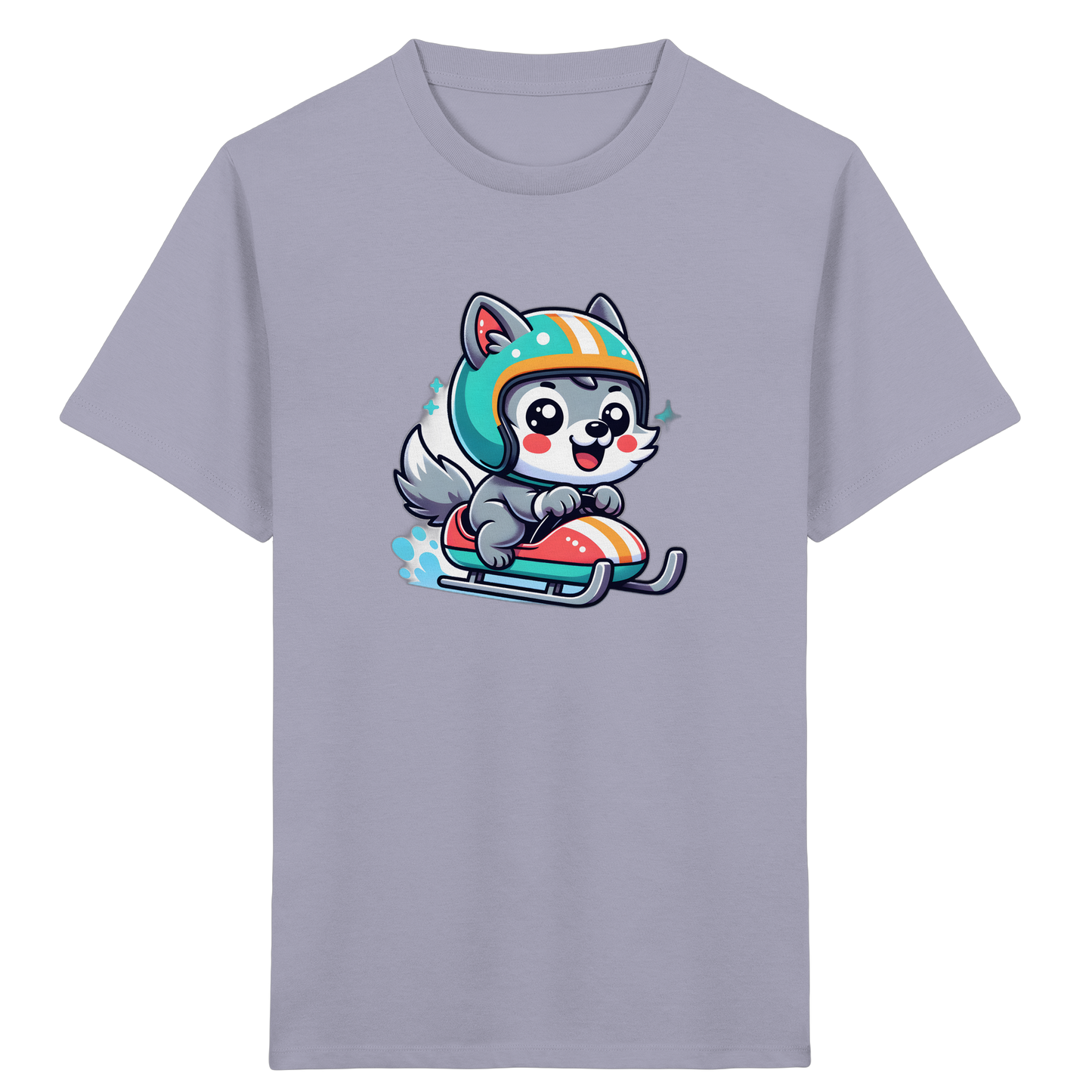 Cartoon Wolf Schlittenfahrt T-Shirt