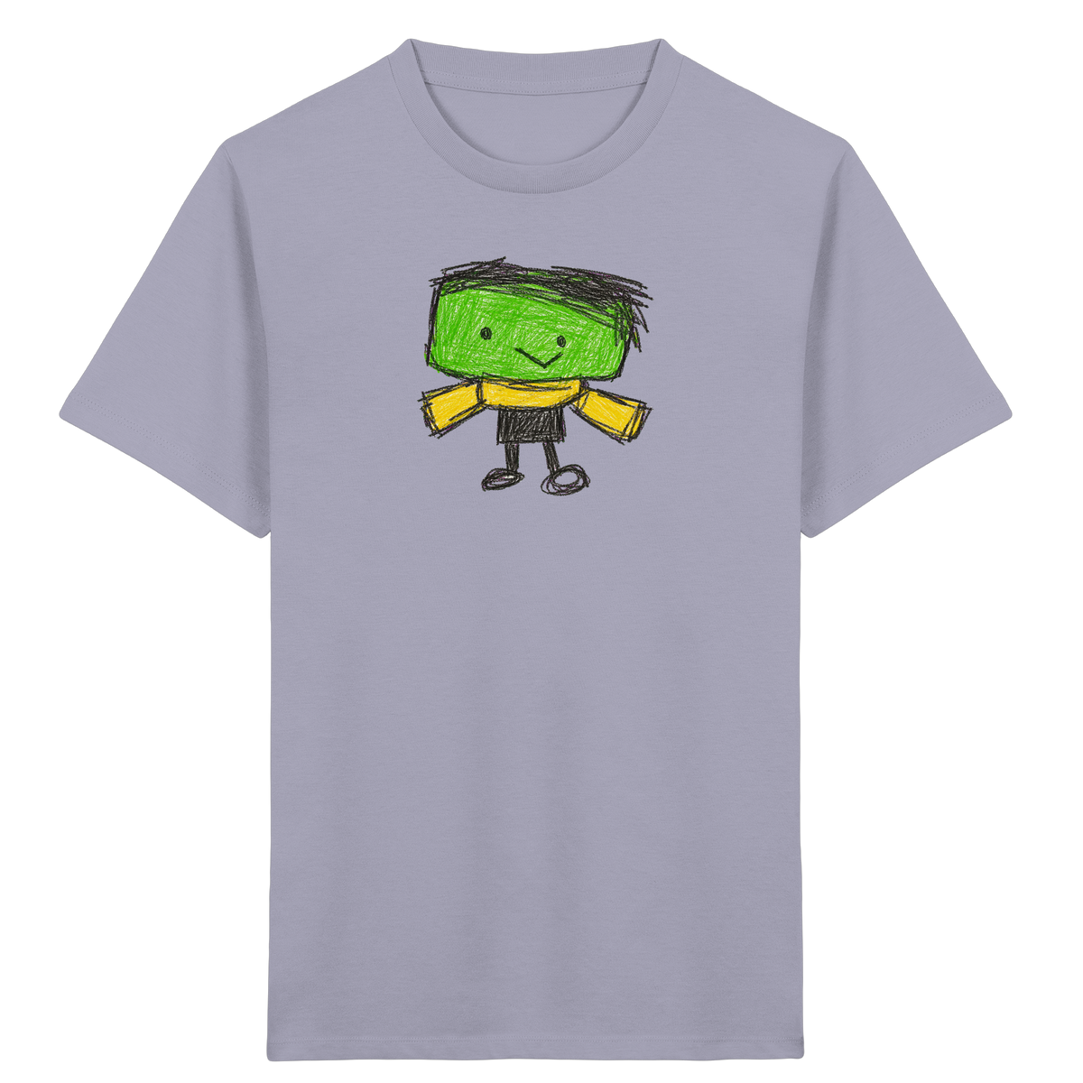 Kritzelkopf mit gelbem Schal - Kinder Bio T-Shirt