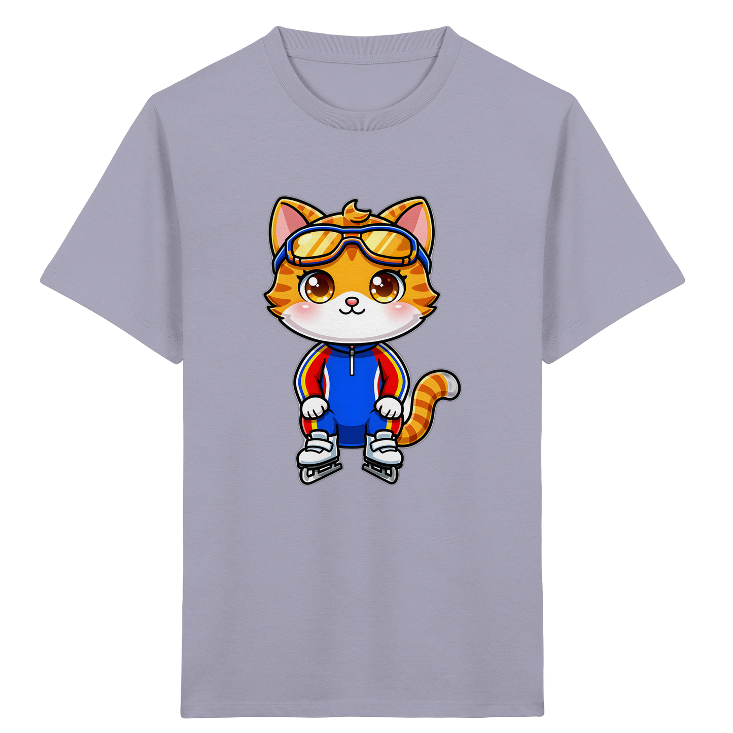 Katze auf Schlittschuhen: Sportliches Kinder-T-Shirt
