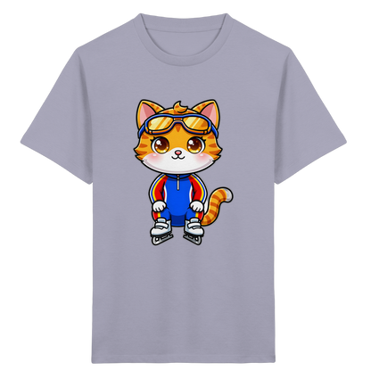Kinder-T-Shirt mit Katze auf Schlittschuhen