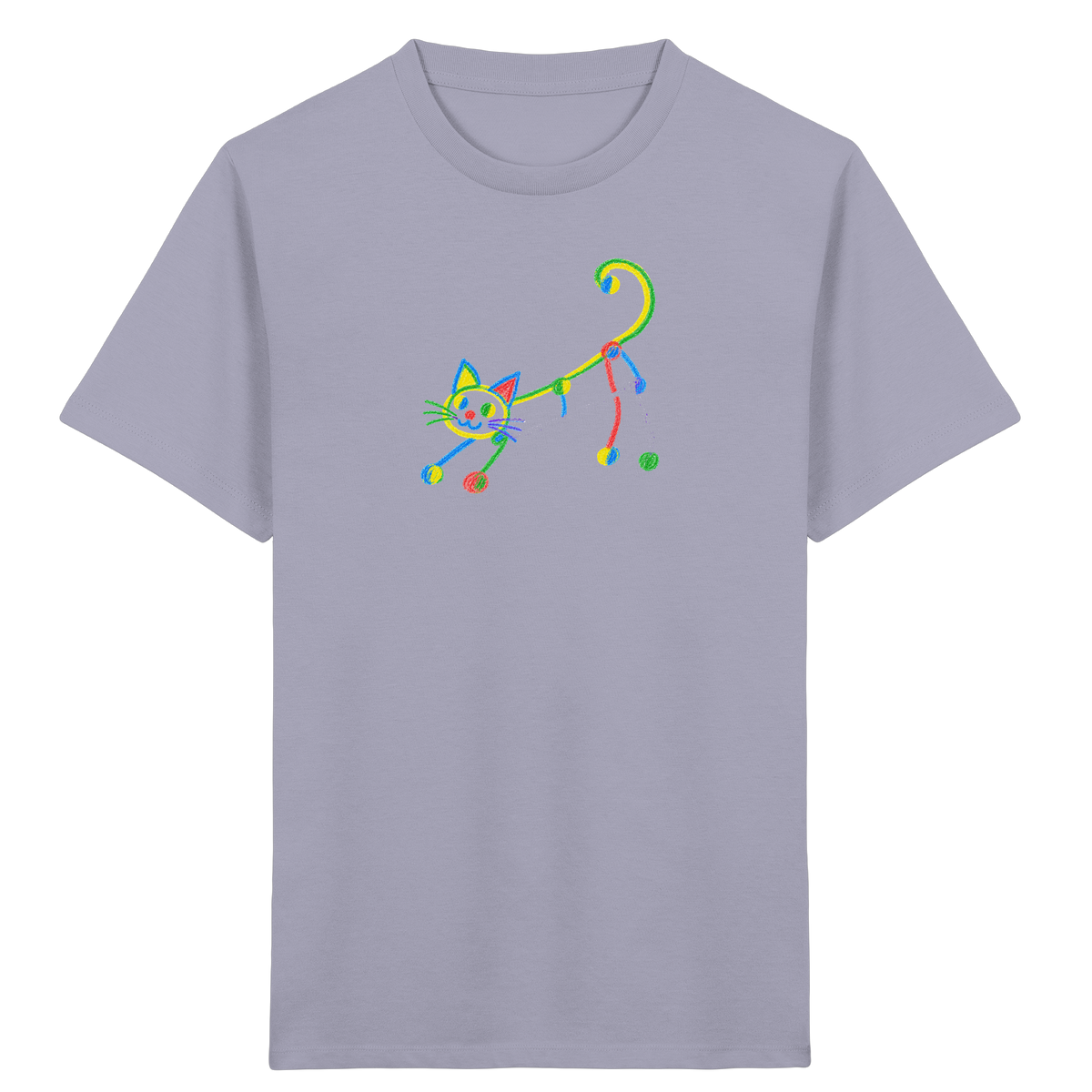 Farbpunkt Katze Kinderzeichnung - Kinder Bio T-Shirt