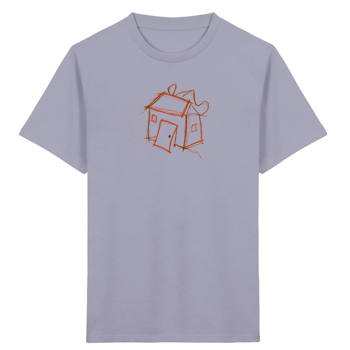 Kakaobraunes Ranzenhaus Motiv - Kinder Bio T-Shirt