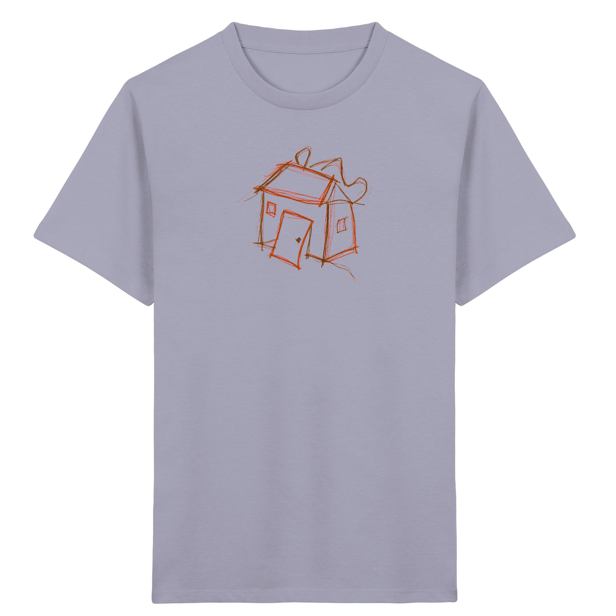 Kakaobraunes Ranzenhaus Motiv - Kinder Bio T-Shirt