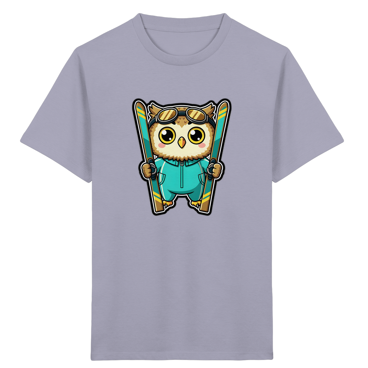 Niedliche Eule auf Skiern T-Shirt - Kinder Bio T-Shirt