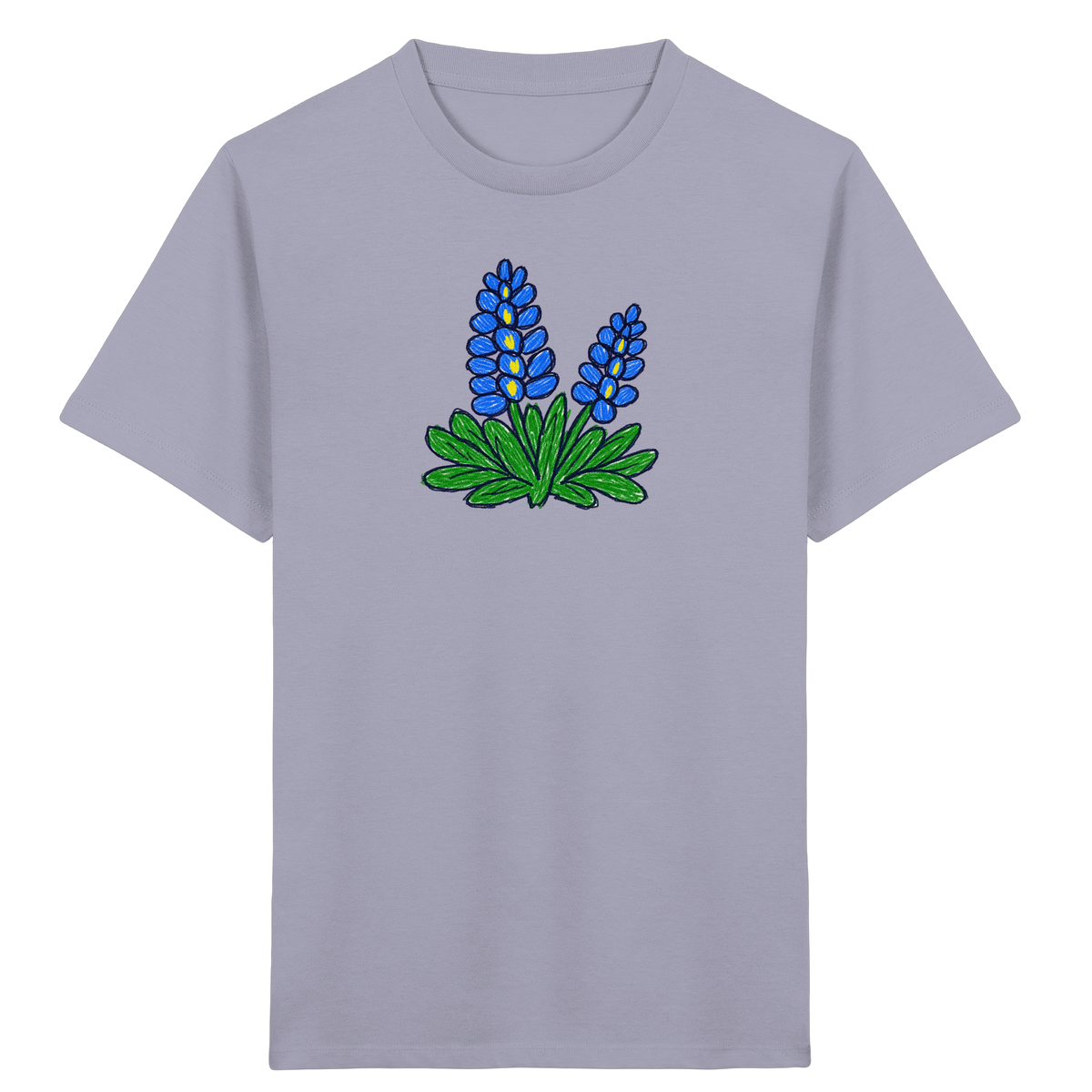 Blaue Kritzel-Lupine für Kinder - Kinder Bio T-Shirt