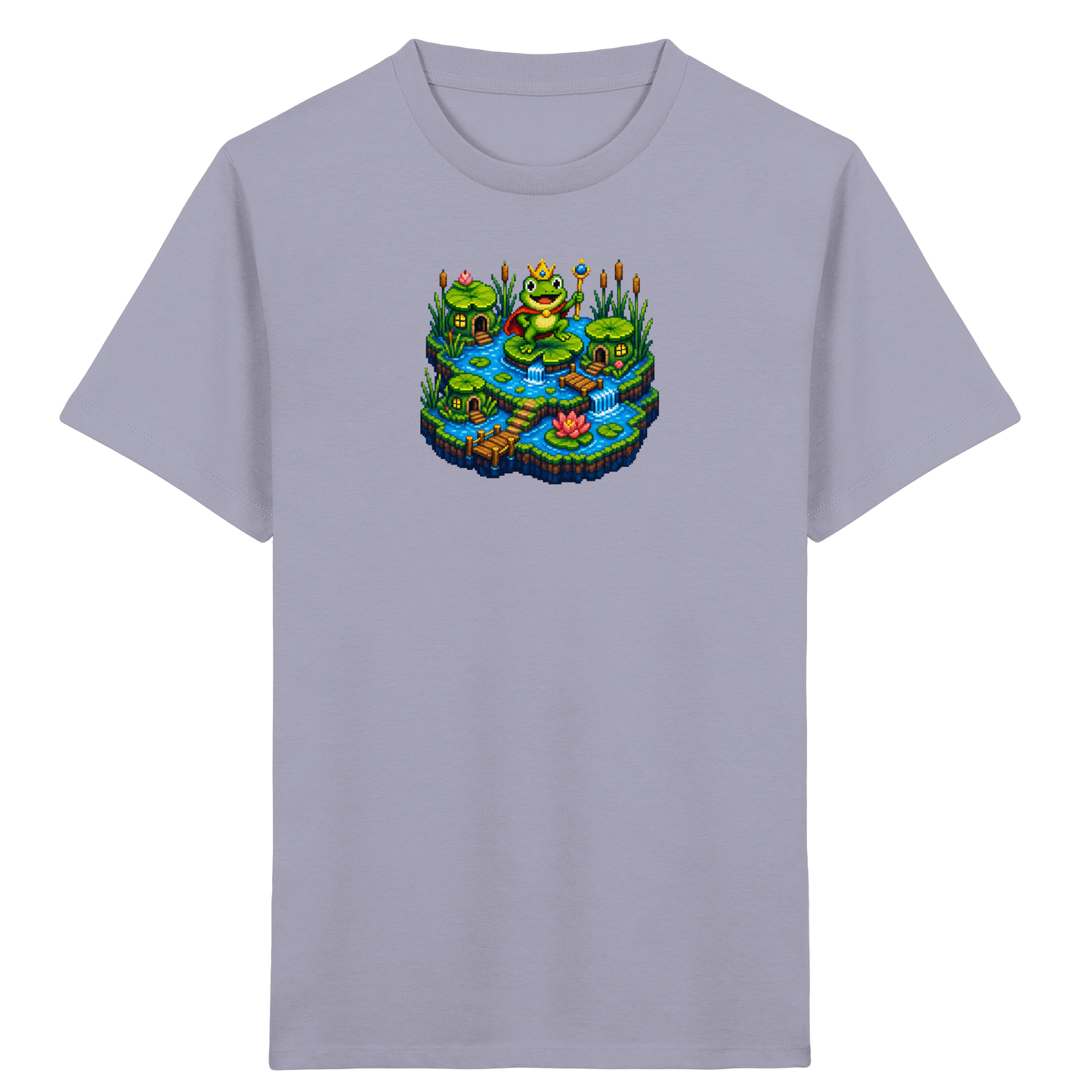 Verspieltes Froschkönig T-Shirt Pixel Art - Kinder Bio T-Shirt