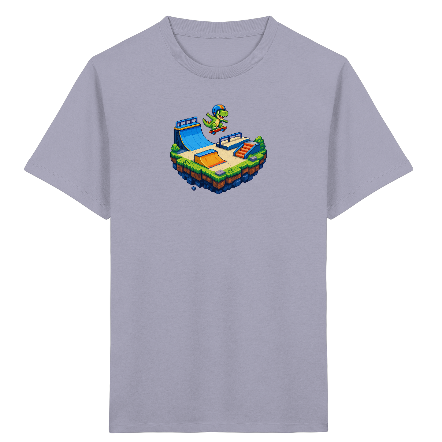 Cooles Skater Dinosaurier Pixel Shirt - Kinder Bio T-Shirt