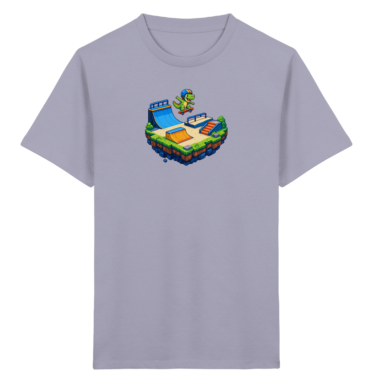 Cooles Skater Dinosaurier Pixel Shirt - Kinder Bio T-Shirt