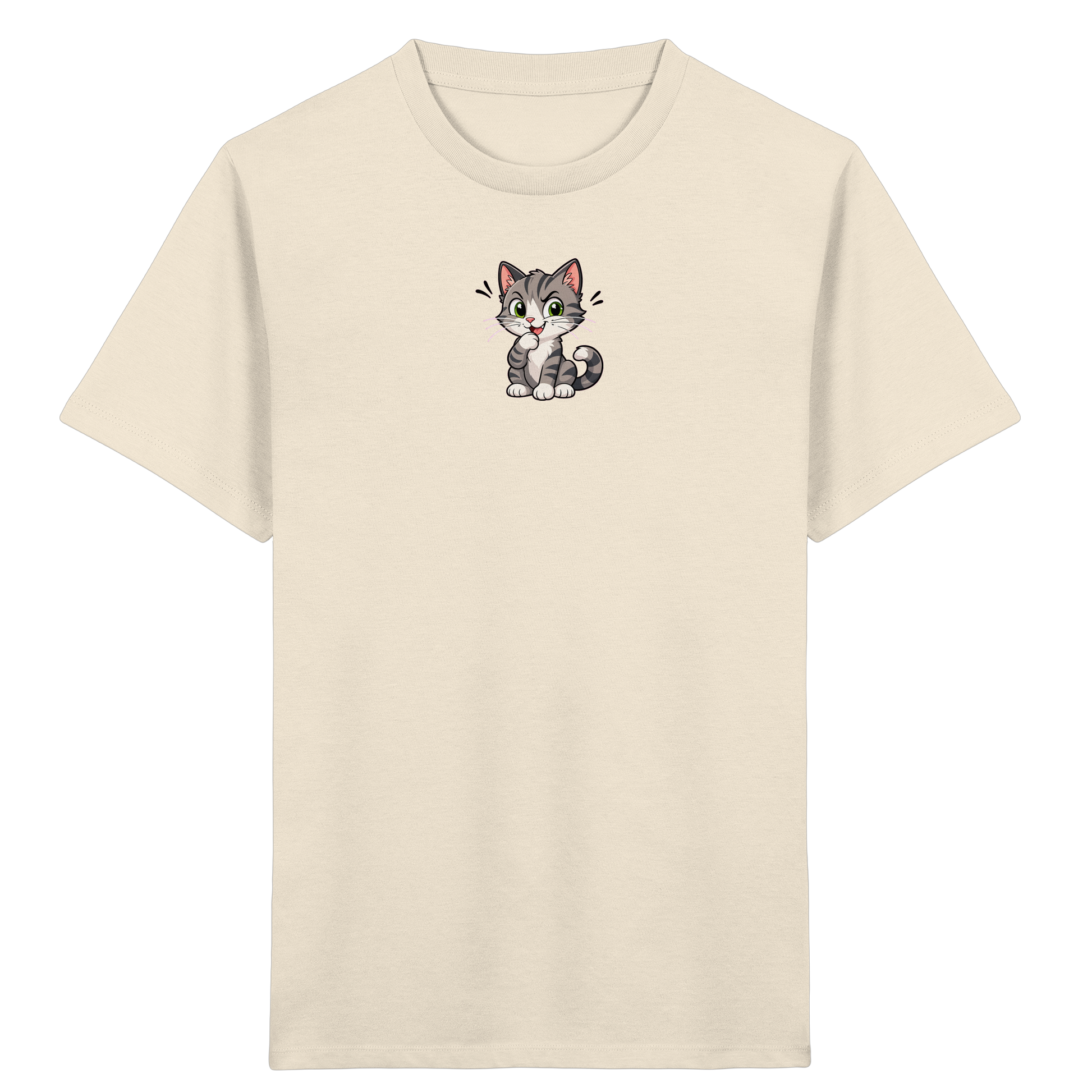 Cartoon Katze T-Shirt: Verspielter Blickfang! - Kinder Bio T-Shirt