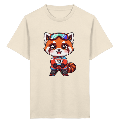 Roter Panda auf Skiern – Kinder Bio-T-Shirt