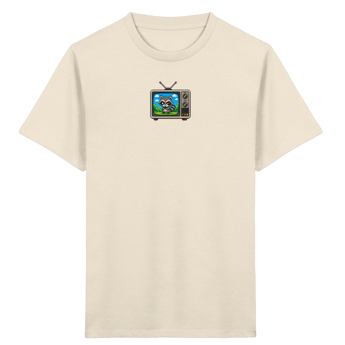 Pixel Waschbär im Retro-Fernseher Kinder-Shirt - Kinder Bio T-Shirt