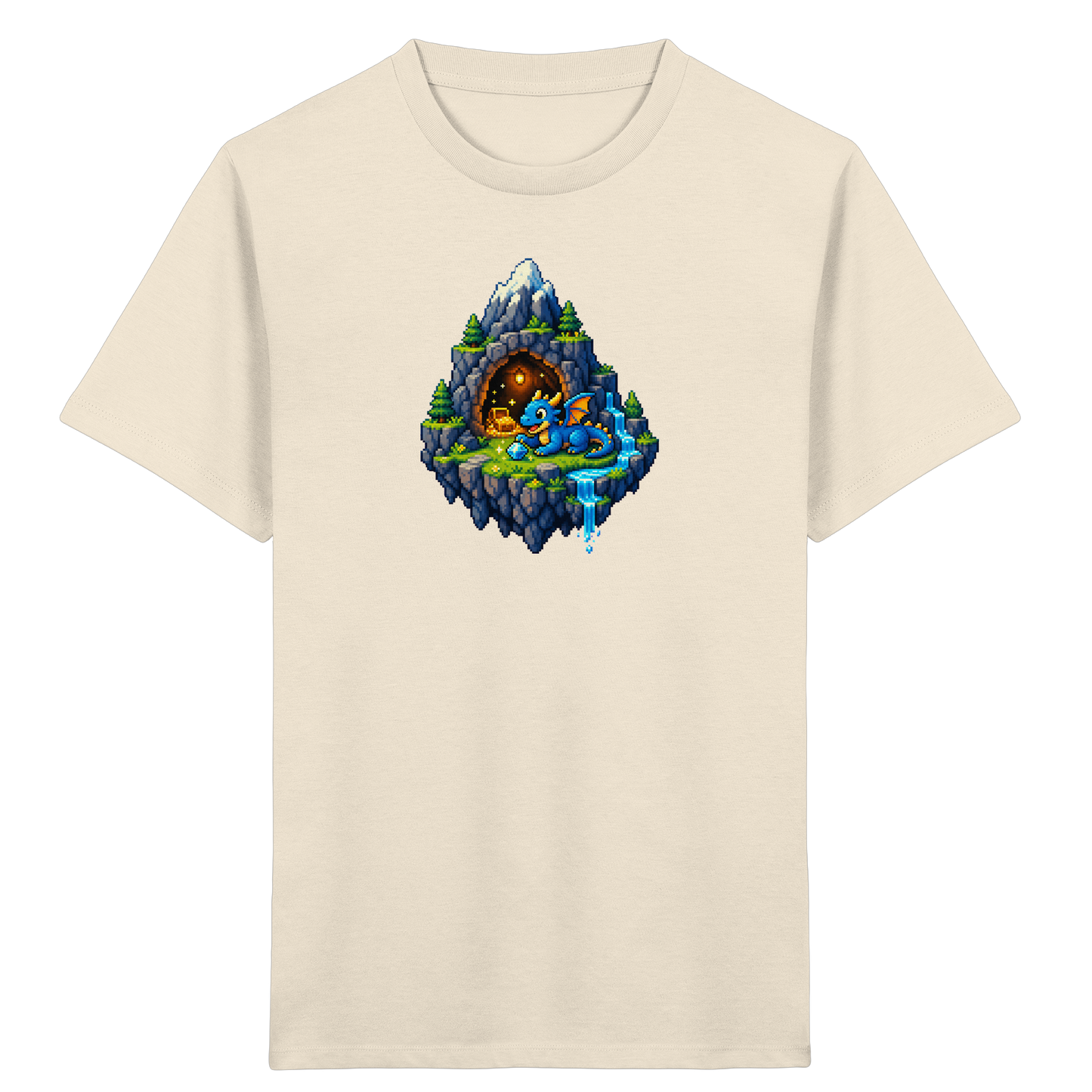 Magischer Pixel Drache Schatz Insel - Kinder Bio T-Shirt