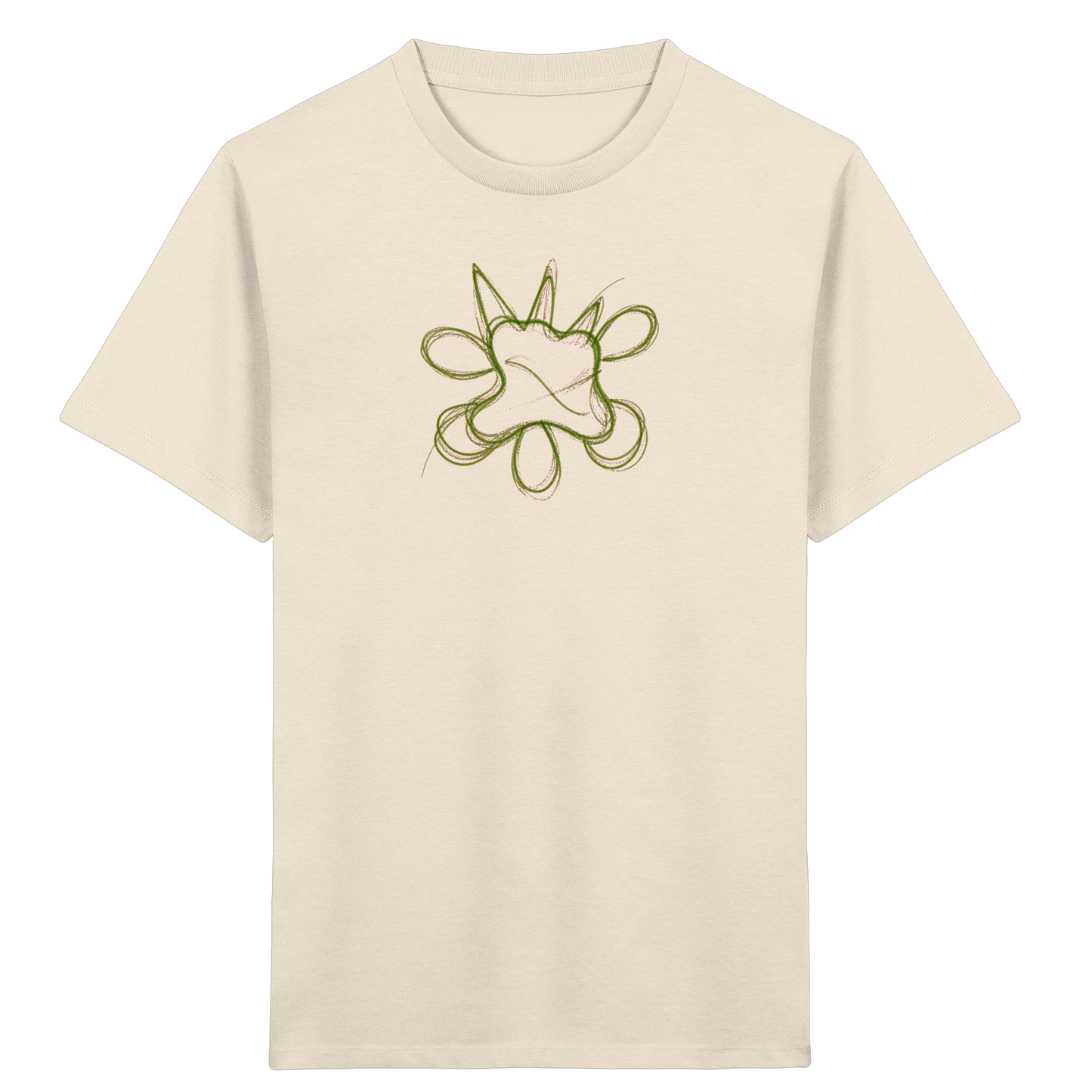 Grasgrünes Linienmonster für Kinder - Kinder Bio T-Shirt