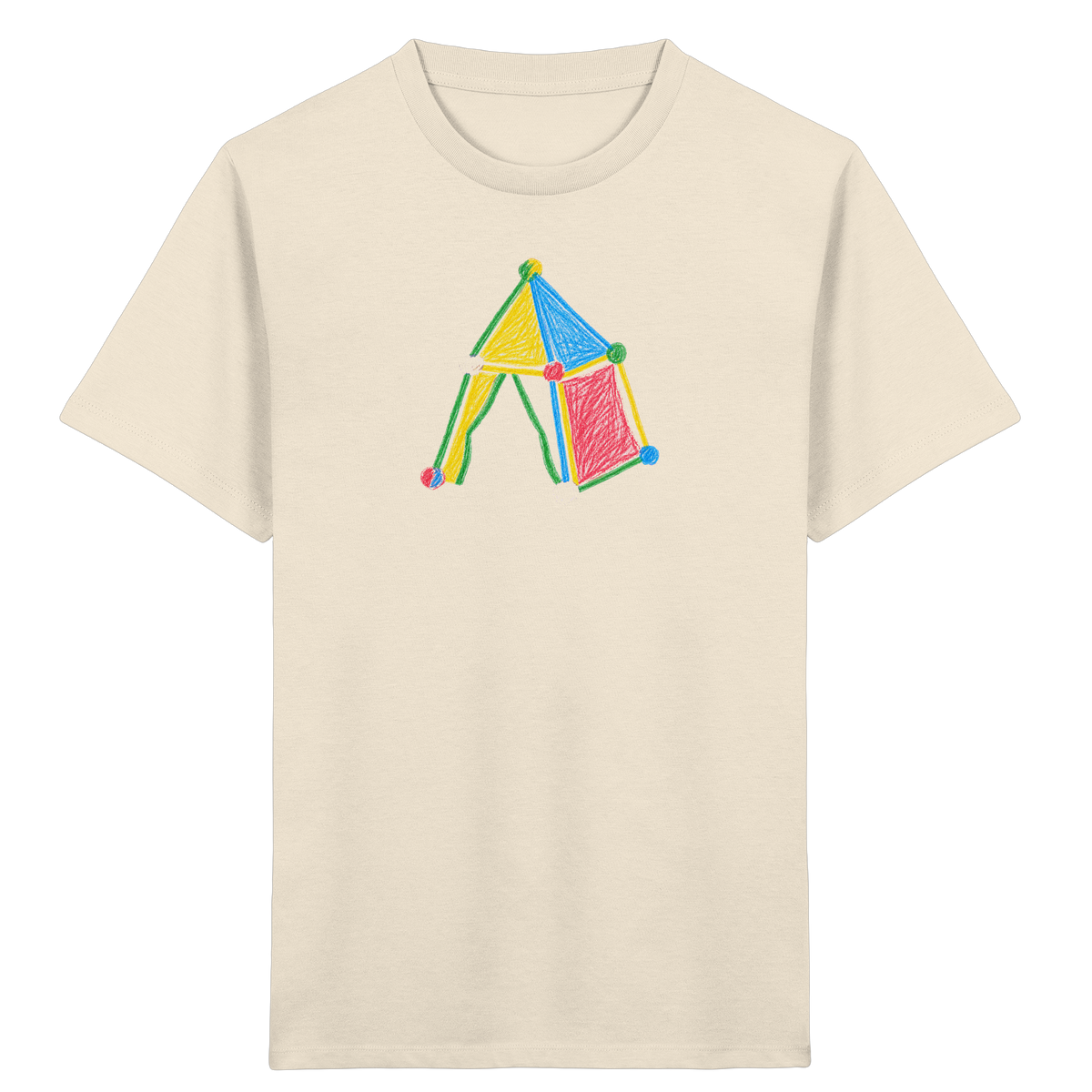 Buntes Farbpunkt Zelt Motiv - Kinder Bio T-Shirt
