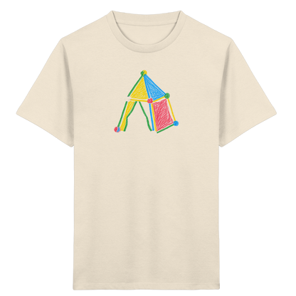 Buntes Farbpunkt Zelt Motiv - Kinder Bio T-Shirt