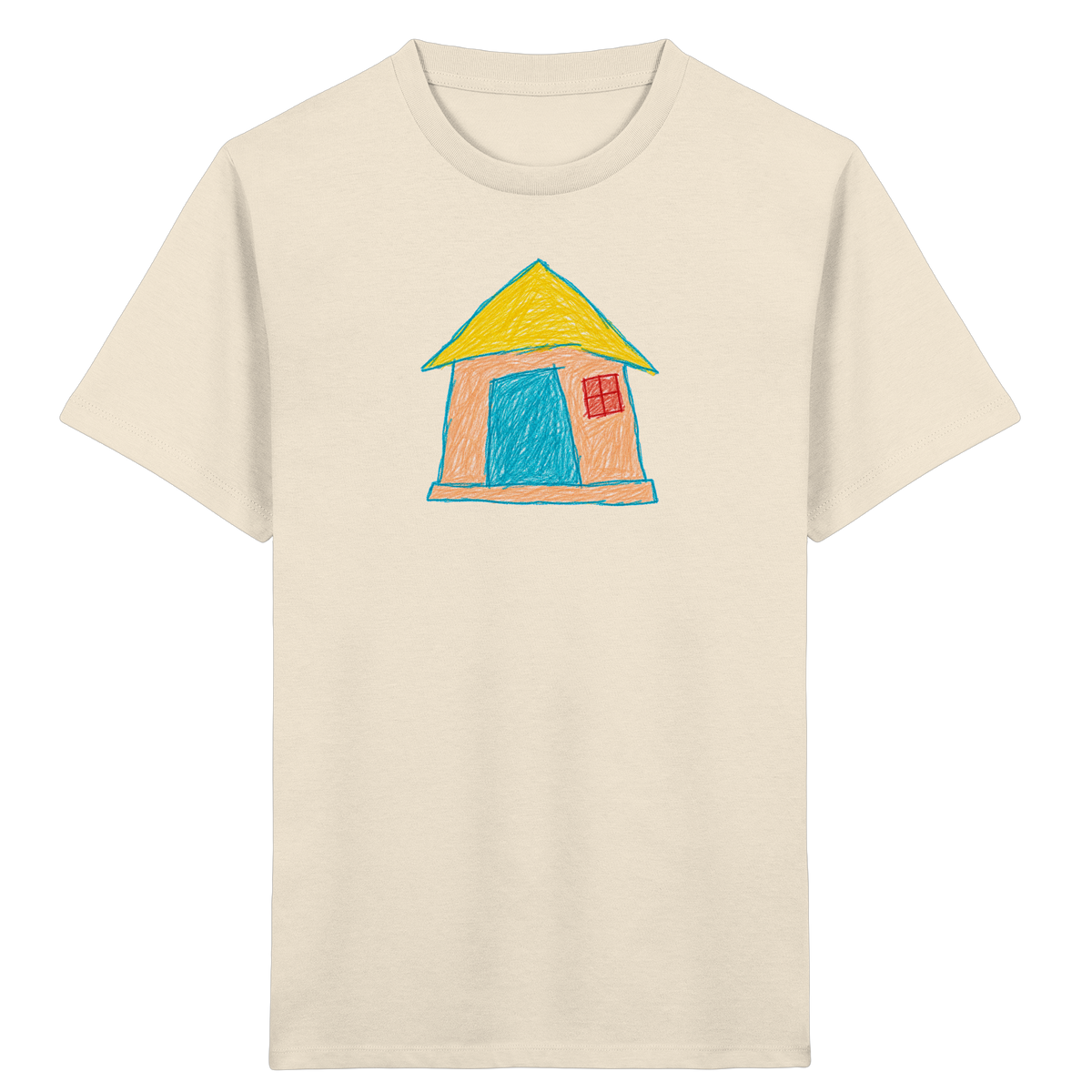 Pfirsichfarbenes Türhaus für Kinder - Kinder Bio T-Shirt