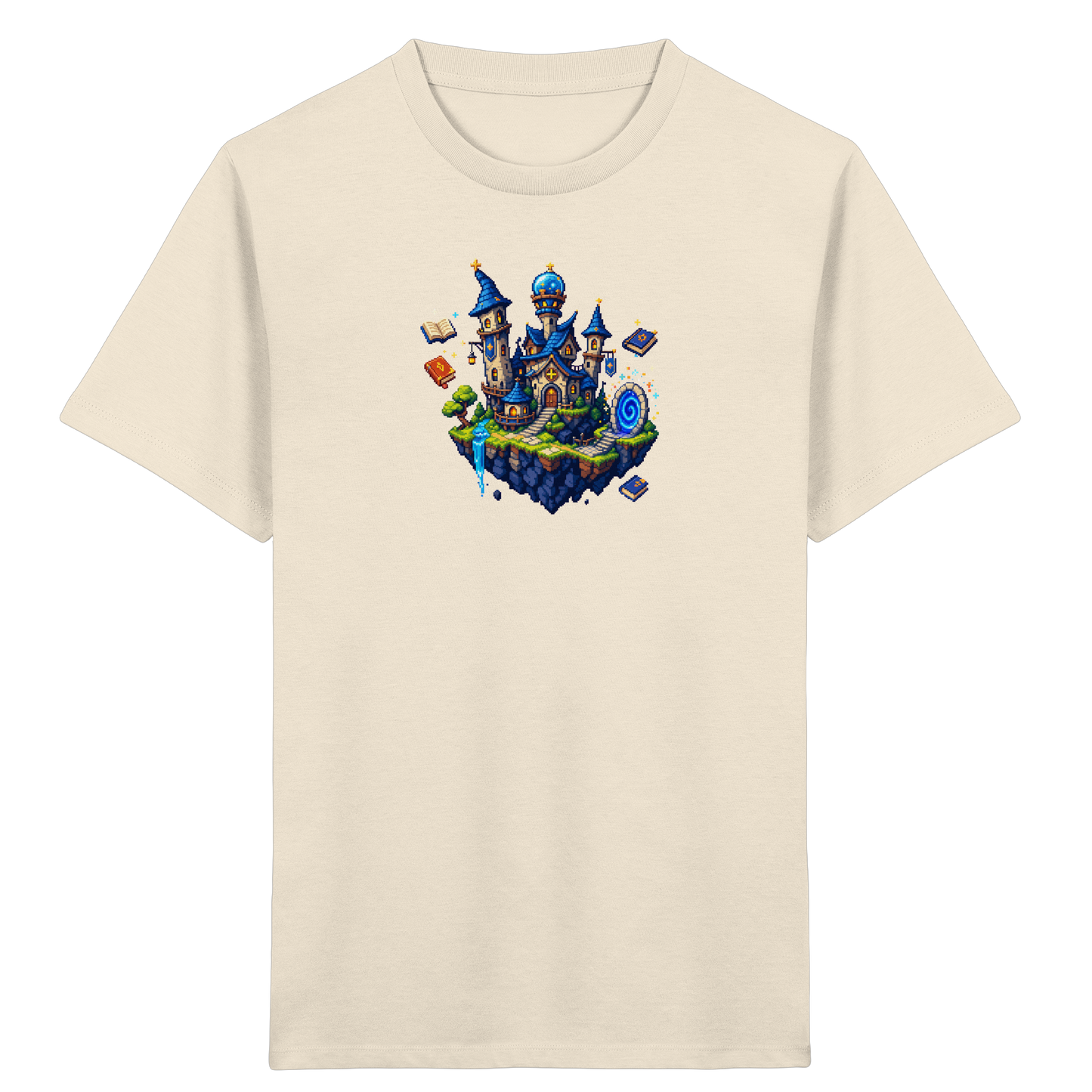 Magische Akademie schwebende Insel Pixel-Shirt - Kinder Bio T-Shirt